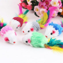 10Pcs Funny  Soft Fleece False Mouse Cat Toys Colorful Feather Playing Kitten Toy Random Color