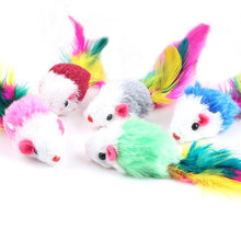 10Pcs/lot Soft Fleece False Mouse Cat Toys Colorful Feather Funny Playing Toys For Cats Kitten