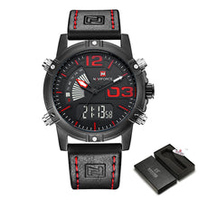NAVIFORCE Top Brand Luxury Men Leather Military Sport Watches Men's Quartz Analog Led Digital Wristwatch Relogio Masculino Clock