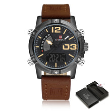 NAVIFORCE Top Brand Luxury Men Leather Military Sport Watches Men's Quartz Analog Led Digital Wristwatch Relogio Masculino Clock