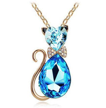 Fashion cat pendant crystal necklaces charms flash drilling necklaces jewelry for women  LM-N056