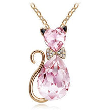 Fashion cat pendant crystal necklaces charms flash drilling necklaces jewelry for women  LM-N056