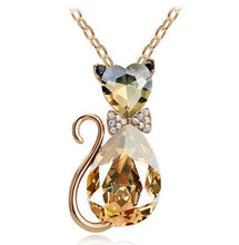 Fashion cat pendant crystal necklaces charms flash drilling necklaces jewelry for women  LM-N056