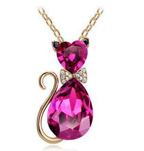 Fashion cat pendant crystal necklaces charms flash drilling necklaces jewelry for women  LM-N056