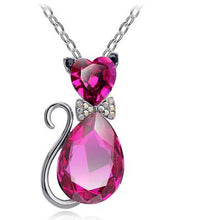 Fashion cat pendant crystal necklaces charms flash drilling necklaces jewelry for women  LM-N056