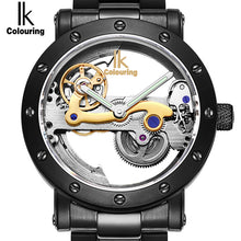IK colouring Hollow Skeleton Automatic Mechanical Watches Mens Top Brand Luxury Business Full Steel Winner Wristwatch Clock Hour