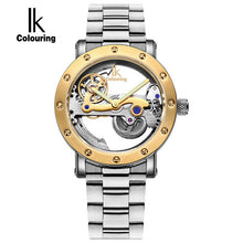 IK colouring Hollow Skeleton Automatic Mechanical Watches Mens Top Brand Luxury Business Full Steel Winner Wristwatch Clock Hour