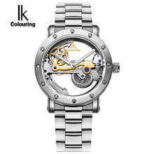 IK colouring Hollow Skeleton Automatic Mechanical Watches Mens Top Brand Luxury Business Full Steel Winner Wristwatch Clock Hour