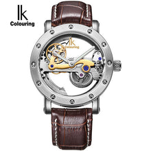 IK colouring Hollow Skeleton Automatic Mechanical Watches Mens Top Brand Luxury Business Full Steel Winner Wristwatch Clock Hour