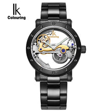 IK colouring Hollow Skeleton Automatic Mechanical Watches Mens Top Brand Luxury Business Full Steel Winner Wristwatch Clock Hour