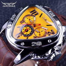 Jaragar Sport Racing Design Geometric Triangle Design Genuine Leather Strap Mens Watches Top Brand Luxury Automatic Wrist Watch