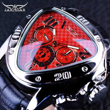 Jaragar Sport Racing Design Geometric Triangle Design Genuine Leather Strap Mens Watches Top Brand Luxury Automatic Wrist Watch