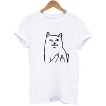 Harajuku Style Middle Finger Pocket Cat T Shirt Funny Graphic Print Tee Shirts Go Away Short Sleeve Hispter Tee Shirt Tops