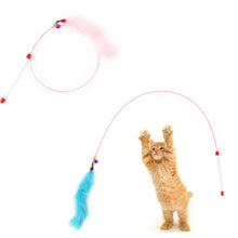 2pcs/lot Steel Wire Cat Teaser With Bell Funny Soft Feather Wand Toy For Cats