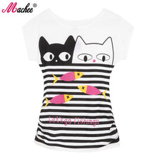 Woman Clothing 2017 Casual Women's Summer Tops Tee T-Shirt Fashion Cotton Short Sleeve Animal Cat Printed Loose Women's Tshirts