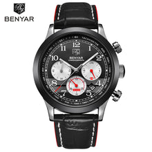 BENYAR Brand Sport Men Watch Top Brand Luxury Male Leather Waterproof Chronograph Quartz Military Wrist Watch Men Clock saat
