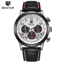 BENYAR Brand Sport Men Watch Top Brand Luxury Male Leather Waterproof Chronograph Quartz Military Wrist Watch Men Clock saat