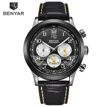 BENYAR Brand Sport Men Watch Top Brand Luxury Male Leather Waterproof Chronograph Quartz Military Wrist Watch Men Clock saat