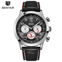 BENYAR Brand Sport Men Watch Top Brand Luxury Male Leather Waterproof Chronograph Quartz Military Wrist Watch Men Clock saat
