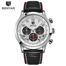 BENYAR Brand Sport Men Watch Top Brand Luxury Male Leather Waterproof Chronograph Quartz Military Wrist Watch Men Clock saat