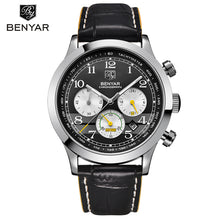 BENYAR Brand Sport Men Watch Top Brand Luxury Male Leather Waterproof Chronograph Quartz Military Wrist Watch Men Clock saat