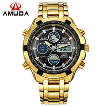 2017 Fashion Watches Men Luxury Brand AMUDA Gold Golden Watches Men Sports Quartz-watch Dual Time Relogio Masculino Esportivo