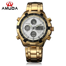 2017 Fashion Watches Men Luxury Brand AMUDA Gold Golden Watches Men Sports Quartz-watch Dual Time Relogio Masculino Esportivo