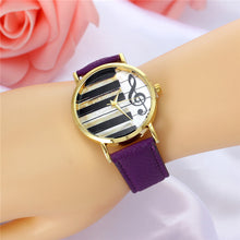 2017 Watch Women Vintage PU Leather Casual Dress Gold Piano Music Watches Reloje Mujer Montre Femme