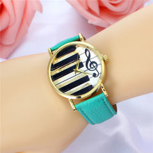 2017 Watch Women Vintage PU Leather Casual Dress Gold Piano Music Watches Reloje Mujer Montre Femme