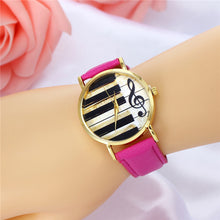 2017 Watch Women Vintage PU Leather Casual Dress Gold Piano Music Watches Reloje Mujer Montre Femme
