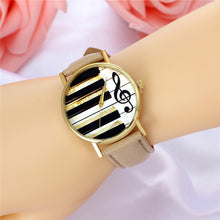 2017 Watch Women Vintage PU Leather Casual Dress Gold Piano Music Watches Reloje Mujer Montre Femme