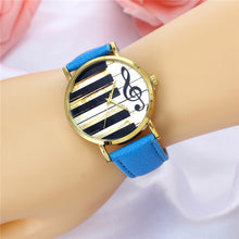 2017 Watch Women Vintage PU Leather Casual Dress Gold Piano Music Watches Reloje Mujer Montre Femme