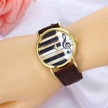 2017 Watch Women Vintage PU Leather Casual Dress Gold Piano Music Watches Reloje Mujer Montre Femme