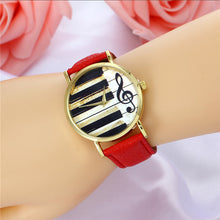 2017 Watch Women Vintage PU Leather Casual Dress Gold Piano Music Watches Reloje Mujer Montre Femme