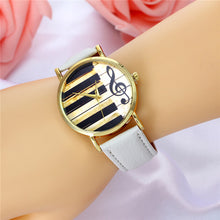 2017 Watch Women Vintage PU Leather Casual Dress Gold Piano Music Watches Reloje Mujer Montre Femme