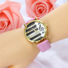 2017 Watch Women Vintage PU Leather Casual Dress Gold Piano Music Watches Reloje Mujer Montre Femme