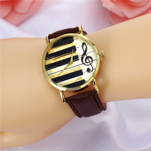 2017 Watch Women Vintage PU Leather Casual Dress Gold Piano Music Watches Reloje Mujer Montre Femme