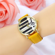2017 Watch Women Vintage PU Leather Casual Dress Gold Piano Music Watches Reloje Mujer Montre Femme