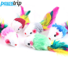 10Pcs/lot Soft Fleece False Mouse Cat Toys Colorful Feather Funny Playing Toys For Cats Kitten
