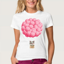 Hopuptee brand+I'm happy unicorn cat print T Shirt women's short sleeve cute tops tees