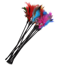 5pcs/lot Cat Toys Kitten Pet Teaser Turkey Feather Interactive Stick Toy Wire Chaser Wand Toy Random Color