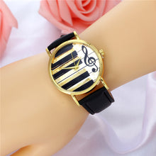 2017 Watch Women Vintage PU Leather Casual Dress Gold Piano Music Watches Reloje Mujer Montre Femme