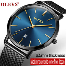 OLEVS Ultrathin Design Waterproof Watch For Men Calendar Steel Mesh Strap Wristwatch Dial Quartz Business Men Watches Gift 5868+