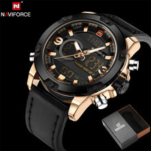 NAVIFORCE Original Luxury Brand Leather Quartz Watch Men Clock Digital LED Army Military Sport Wristwatch relogio masculino