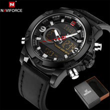 NAVIFORCE Original Luxury Brand Leather Quartz Watch Men Clock Digital LED Army Military Sport Wristwatch relogio masculino