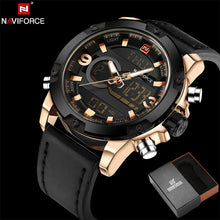 NAVIFORCE Original Luxury Brand Leather Quartz Watch Men Clock Digital LED Army Military Sport Wristwatch relogio masculino