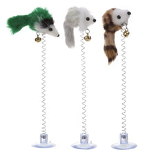 3pcs Funny Pet Cat Toys Feather False Mouse Bottom Sucker Kitten Playing Toys Pet Seat Scratch Toy Spring Activity Toy for Cat