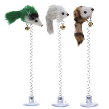 3pcs Funny Pet Cat Toys Feather False Mouse Bottom Sucker Kitten Playing Toys Pet Seat Scratch Toy Spring Activity Toy for Cat