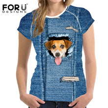 FORUDESIGNS 3D Jeans t-shirt Women tshirt Brand Clothes Harajuku Cat Fashion Tops Tees Blusa Female kawaii T Shirt Girl crop top