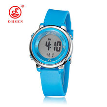 2017 OHSEN Brand Digital LCD Kids Girls Fashion Wristwatch Cute Girl Rubber Strap 50M Waterproof Child Watches Alarm Hand Clocks